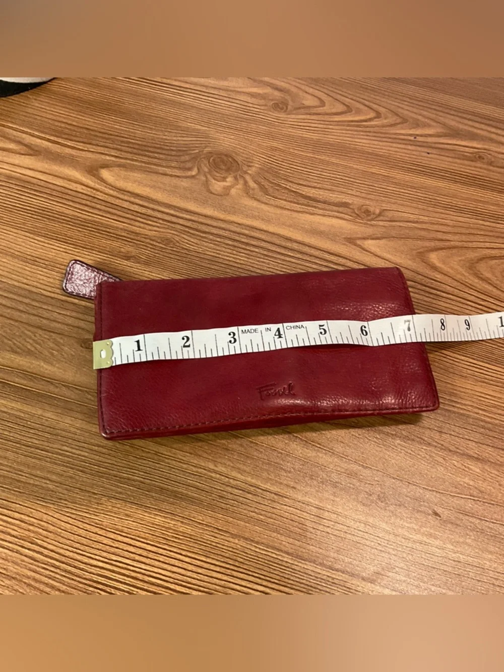 Fossil Red Leather Long Wallet Organizer Multi Card ID Window Snap Closure